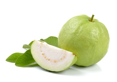Fresh guava isolated on a  white backgroundの写真素材