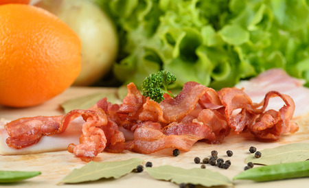 Strips of fried baconの写真素材