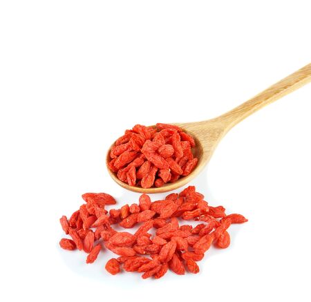 Dried goji berries  on white backgroundの写真素材