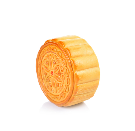 Moon cake on white backgroundの写真素材