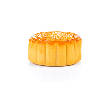 Moon cake on white backgroundの写真素材