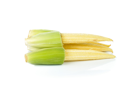 Baby corn on a white backgroundの写真素材