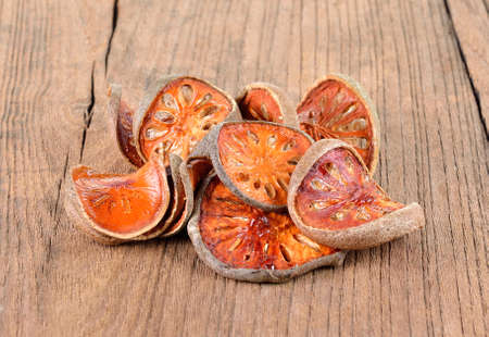 Dry bael fruit use for cooking bael juiceの写真素材