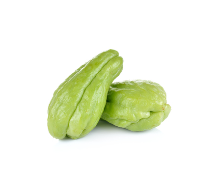 Chayote on white backgroundの写真素材