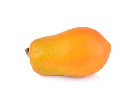 ripe papaya fruit on white backgroundの写真素材