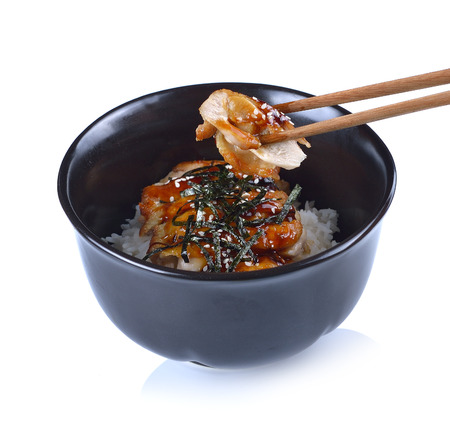Japanese food rice  with chicken in Teriyaki sauceの写真素材