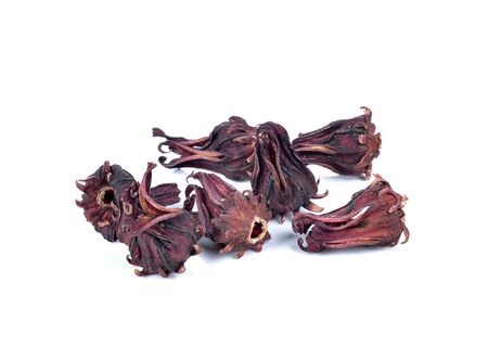 Dried roselle isolated on the white background.の写真素材