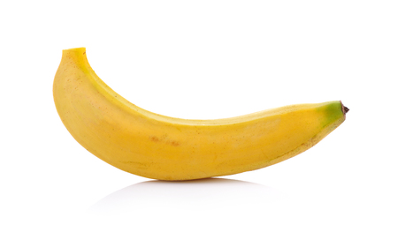 Single banana on white backgroundの写真素材