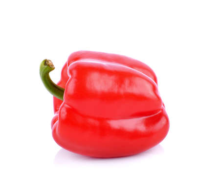 red  bell peppers on white backgroundの写真素材
