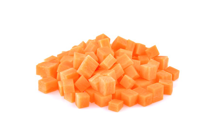 vegetable staple  carrot cube on white backgroundの写真素材