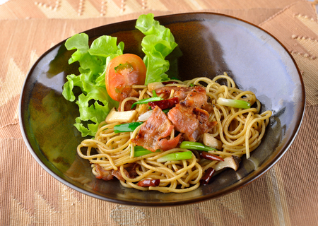 spaghetti with baconの写真素材
