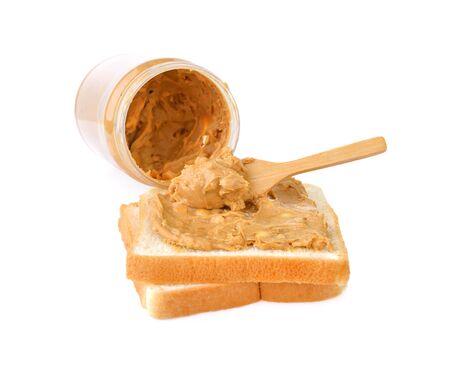 peanut butter on sandwich breadの写真素材