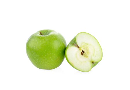 green apple on white backgroundの写真素材
