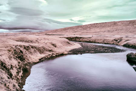 An Infrared look at the landscape of Iceland on its western regionの写真素材