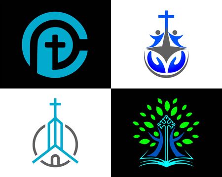 Church logo. Christian symbols. Church vector logo symbol graphic abstract templateのイラスト素材