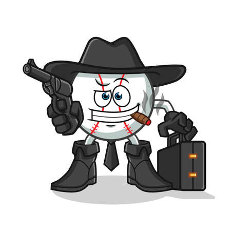 baseball mafia mascot vector cartoon illustrationのイラスト素材