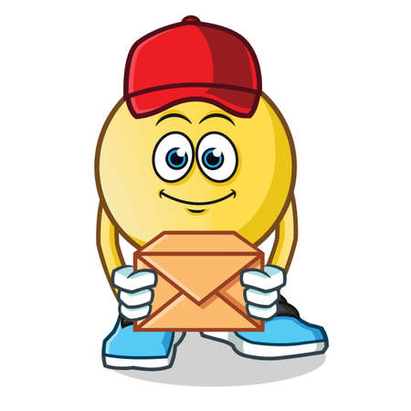emoticon postman mascot vector cartoon illustrationのイラスト素材