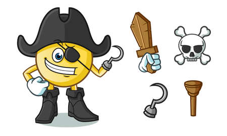 emoticon pirate mascot vector cartoon illustrationのイラスト素材
