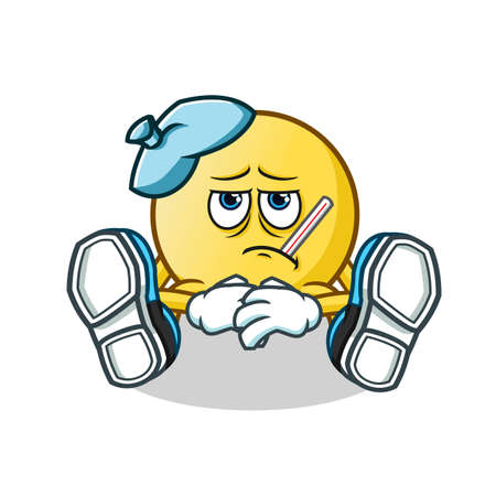 sick emoticon mascot vector cartoon illustrationのイラスト素材
