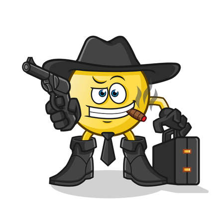 emoticon mafia mascot vector cartoon illustrationのイラスト素材