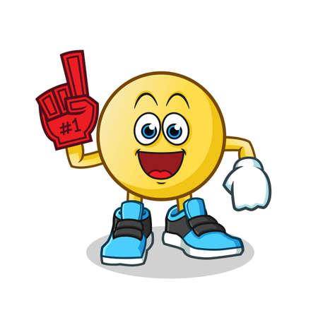 emoticon number one fan mascot vector cartoon illustrationのイラスト素材