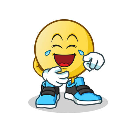 emoticon laughing loudly mascot vector cartoon illustrationのイラスト素材