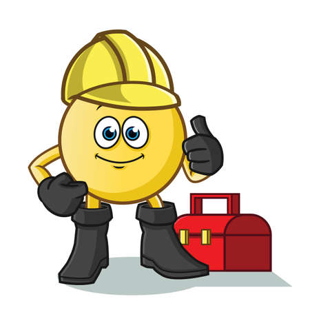 emoticon handy man vector cartoon illustrationのイラスト素材