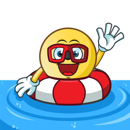 emoticon buoy mascot vector cartoon illustrationのイラスト素材