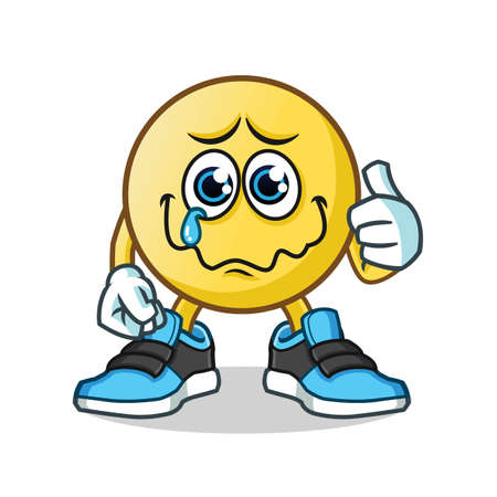 emoticon touched mascot vector cartoon illustrationのイラスト素材