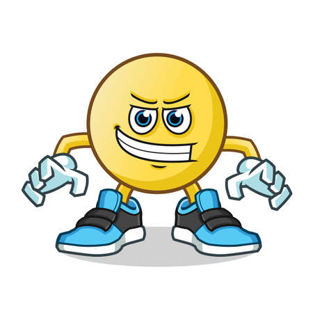 enthusiastic emoticon mascot vector cartoon illustrationのイラスト素材