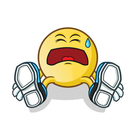 tired emoticon mascot vector cartoon illustrationのイラスト素材