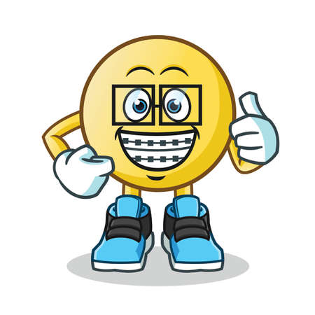 geek emoticon mascot vector cartoon illustrationのイラスト素材