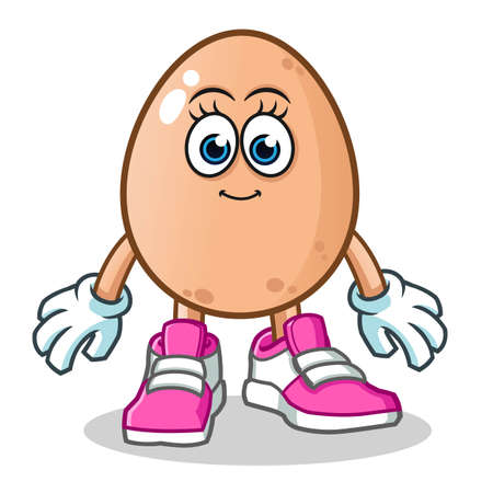 egg woman mascot vector cartoon illustrationのイラスト素材