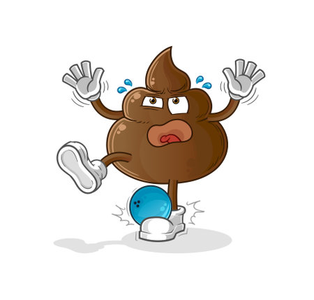 the poop hiten by bowling cartoon. cartoon mascot vectorのイラスト素材