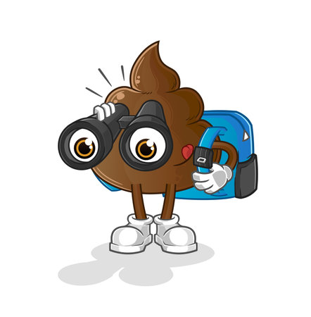 the poop with binoculars character. cartoon mascot vectorのイラスト素材