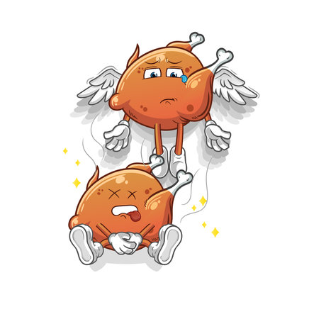 the fried chicken spirit leaves the body mascot. cartoon vectorのイラスト素材