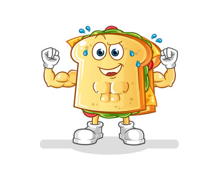 the sandwich muscular cartoon. cartoon mascot vectorのイラスト素材