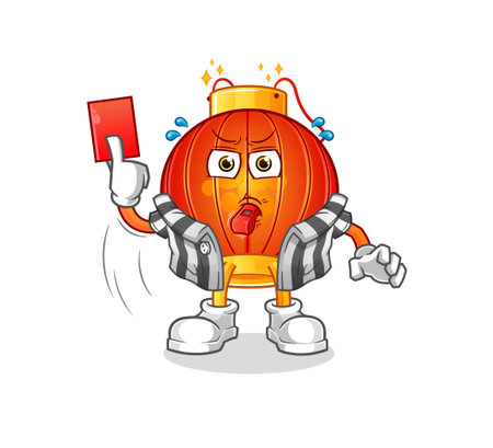 the Chinese lantern referee with red card illustration. character vectorのイラスト素材