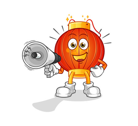 the Chinese lantern holding hand loudspeakers vector. cartoon characterのイラスト素材