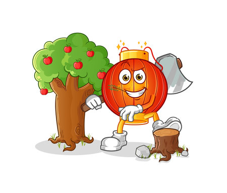 the Chinese lantern Carpenter illustration. character vectorのイラスト素材