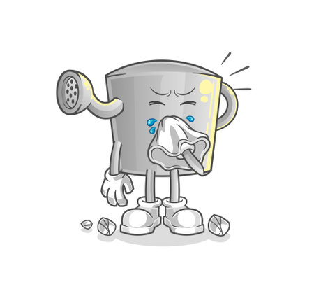 the watering can blowing nose character. cartoon mascot vectorのイラスト素材