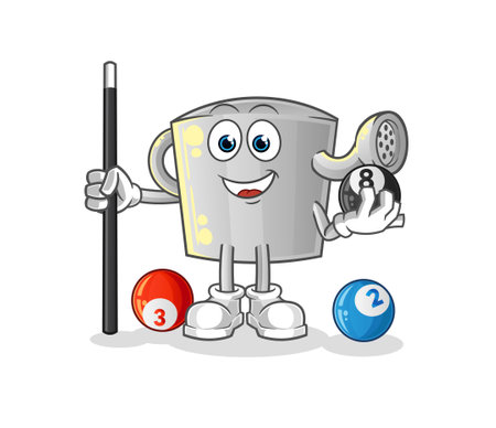 the watering can plays billiard character. cartoon mascot vectorのイラスト素材