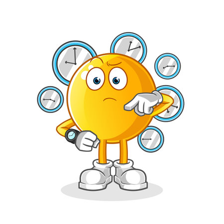 the  emoticon with wristwatch cartoon. cartoon mascot vectorのイラスト素材