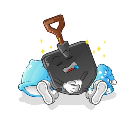 the shovel sleeping character. cartoon mascot vectorのイラスト素材