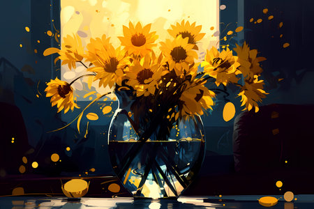 a artistic vase of sunflowers
. generative AIの素材