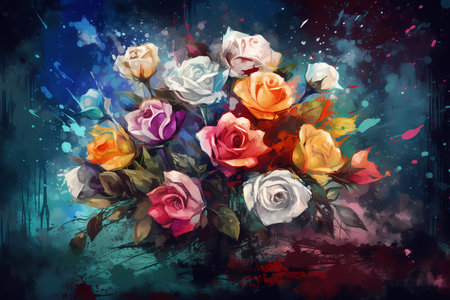 a bouquet of roses in a variety of colors
. generative AIの素材