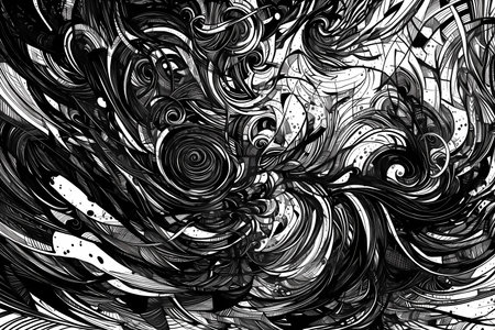 A chaotic vortex of bold black lines
. generative AIの素材
