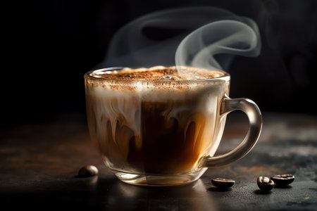 A close-up of a hot and steamy cup of coffee
. generative AIの素材