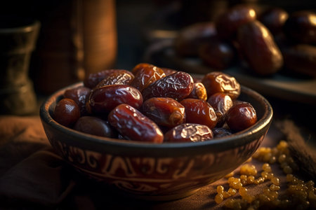 A close-up shot of a bowl of dates
. generative AIの素材