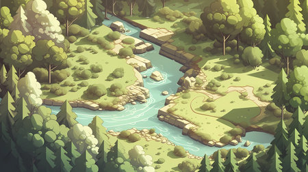 A serene forest with towering trees
. generative AIの素材
